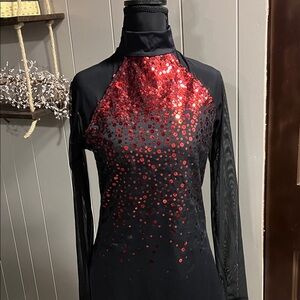 Balera Black and Red Sequin Dance Dress
